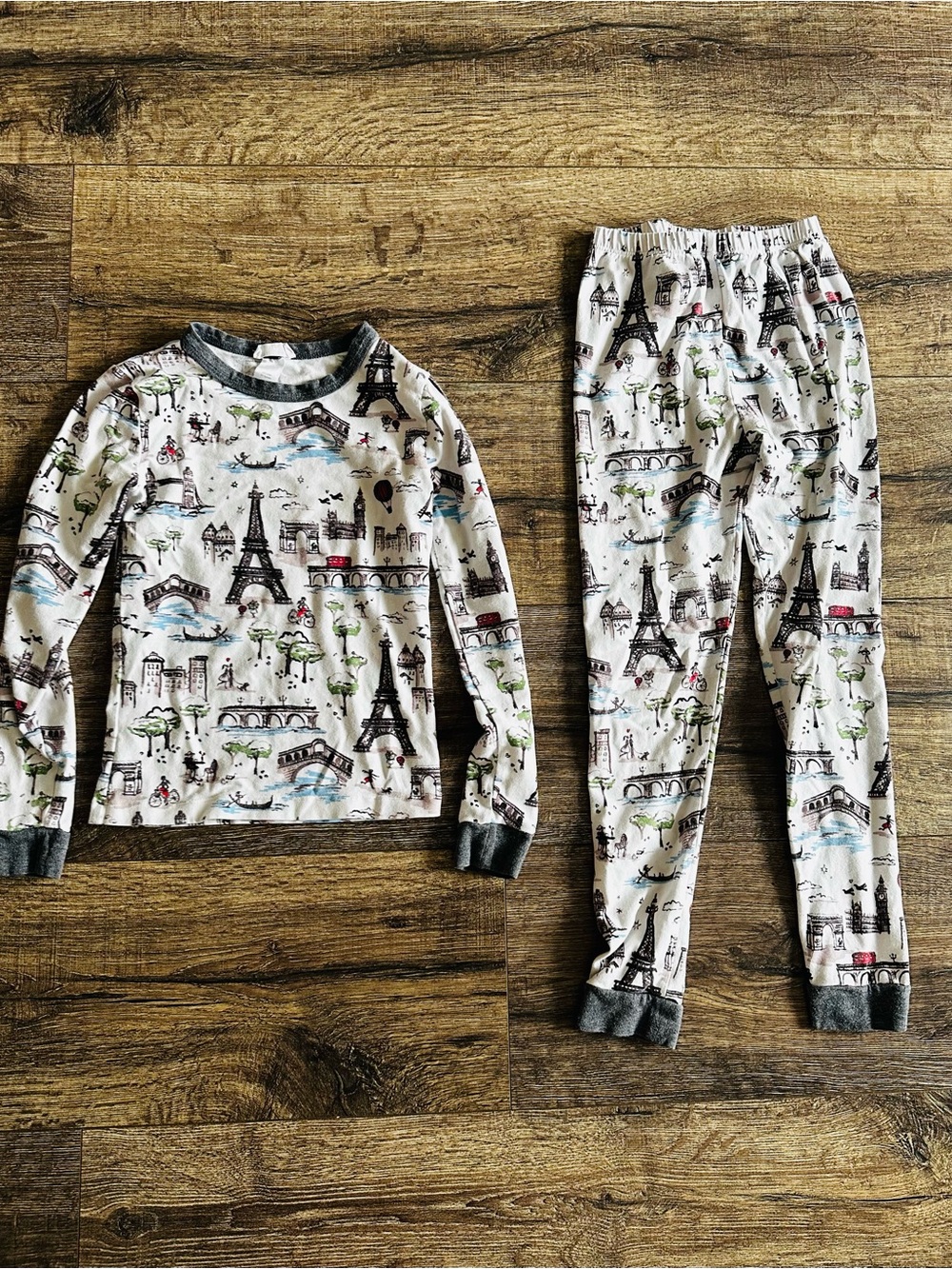 Bedhead Pajamas Kids Eiffel Tower / European Printed Cotton Pajama Set- Size 6